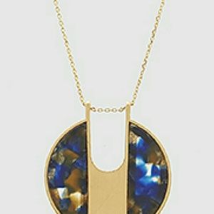 Tortoise Blue and Gold Statement Necklace